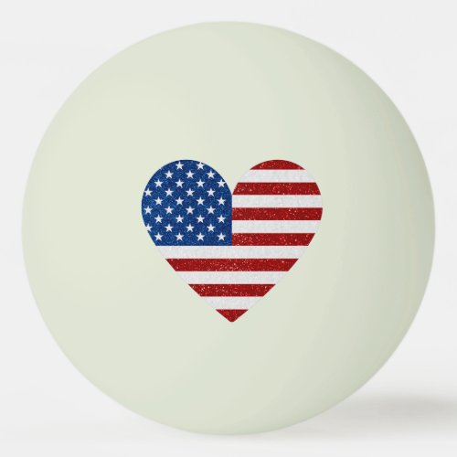 American Flag Heart July 4th Glitter Ping Pong Ball