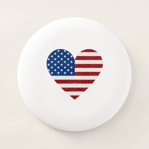 American Flag Heart July 4th Glitter Wham_O Frisbee