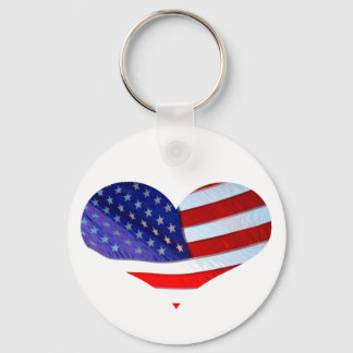 American Flag Heart Keychain