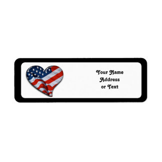 American Flag Heart Label