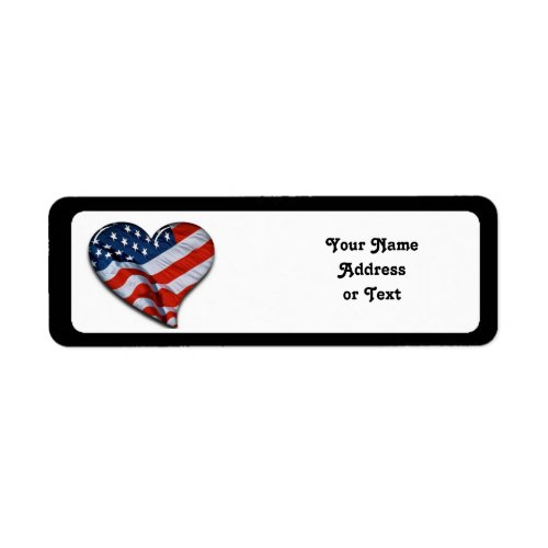 American Flag Heart Label