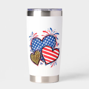 American Flag Heart Leopard Sublimation-64210 Insulated Tumbler