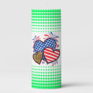 American Flag Heart Leopard Sublimation-64210 Pillar Candle