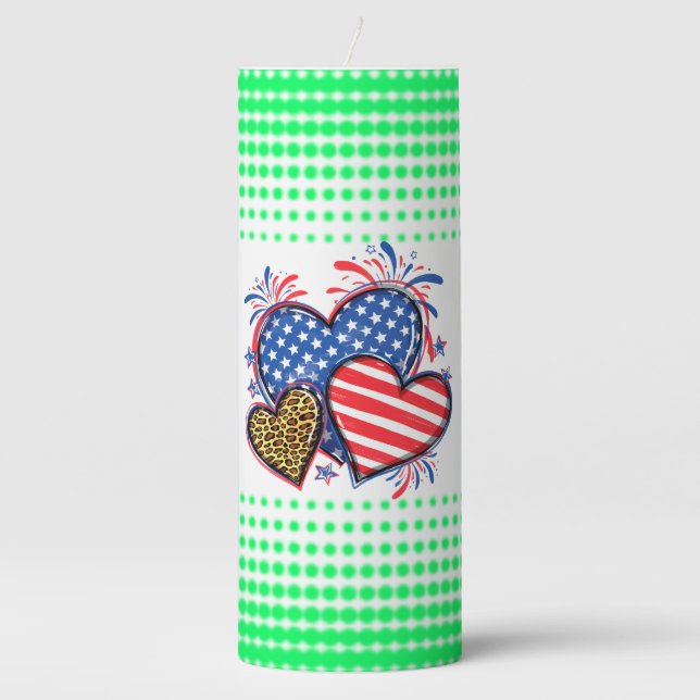 American Flag Heart Leopard Sublimation-64210 Pillar Candle (Front)