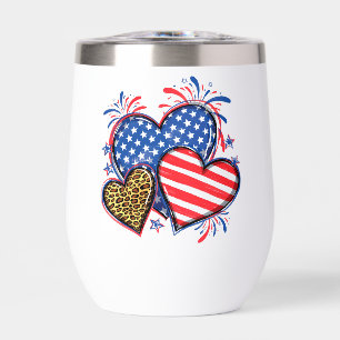American Flag Heart Leopard Sublimation-64210 Thermal Wine Tumbler