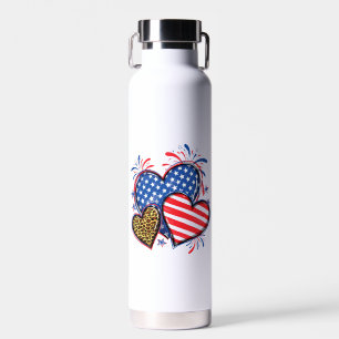 American Flag Heart Leopard Sublimation-64210 Water Bottle