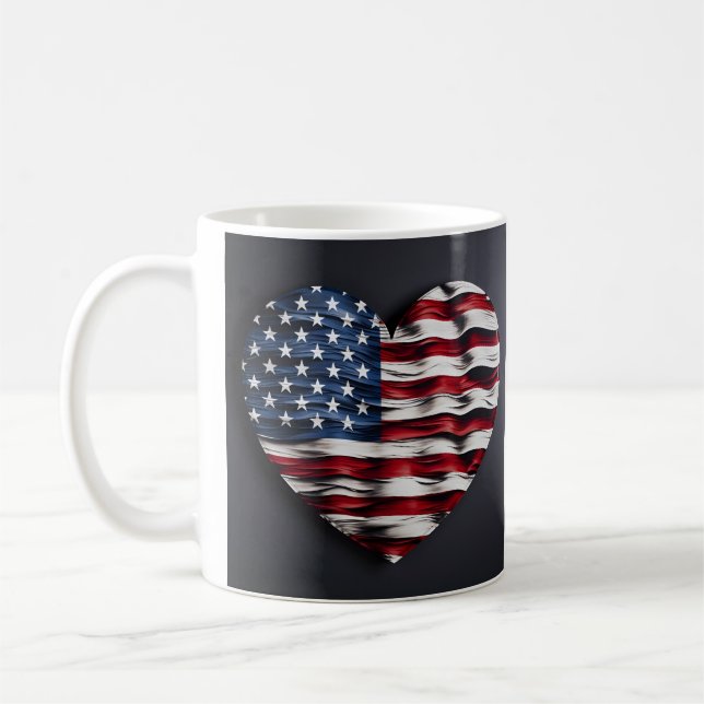 American flag heart mug (Left)
