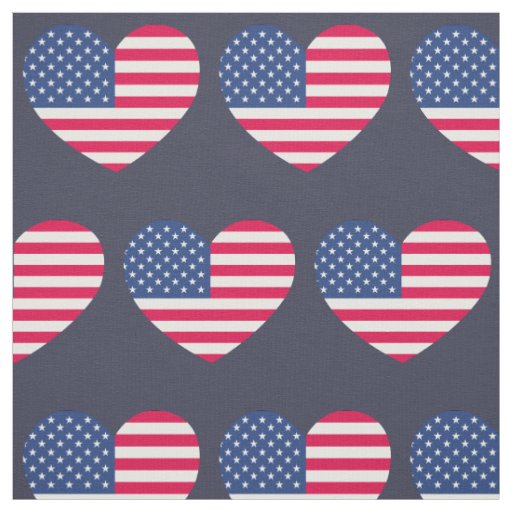 American Flag Heart Patriotic USA Banner Fabric
