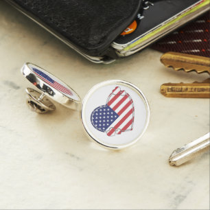 American Flag Heart Pin