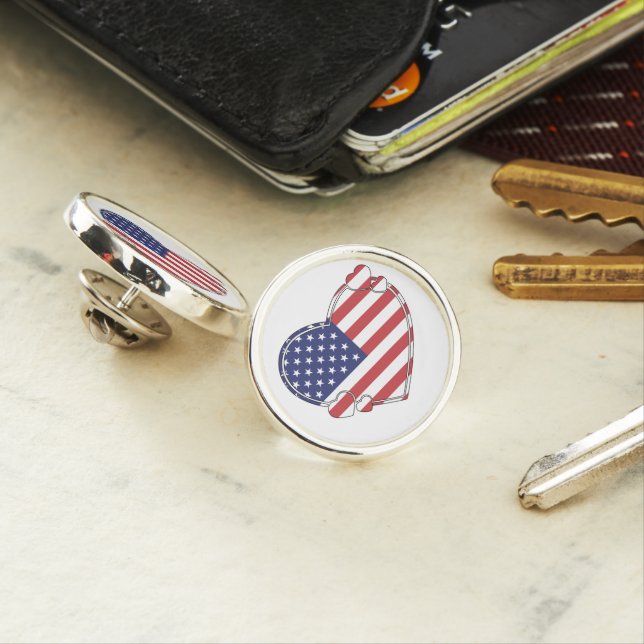 American Flag Heart Pin (In Situ)