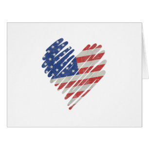 American Flag Heart Red White Blue Cute 4th of Jul Cards