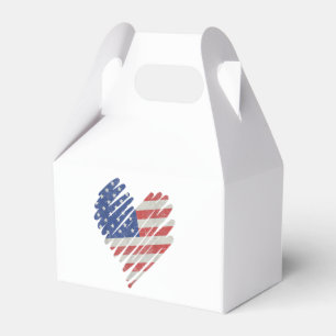 American Flag Heart Red White Blue Cute 4th of Jul Favor Boxes