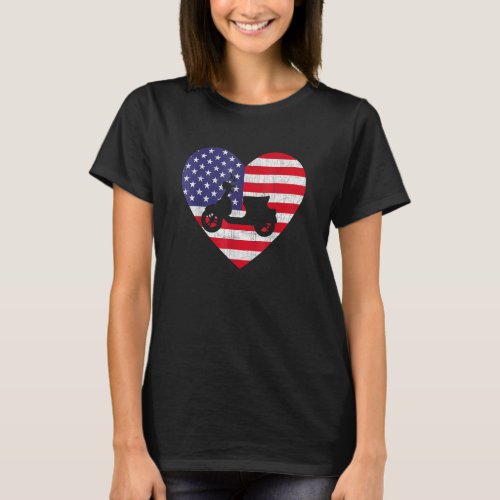 American Flag Heart Scooters 4th Of July Usa Patri T_Shirt