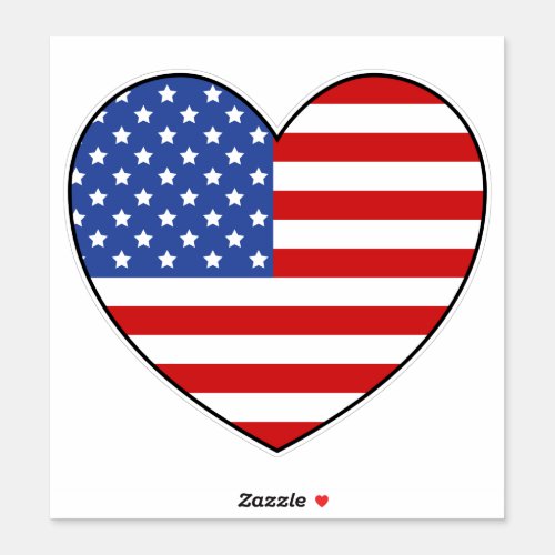 American Flag Heart Shape Sticker