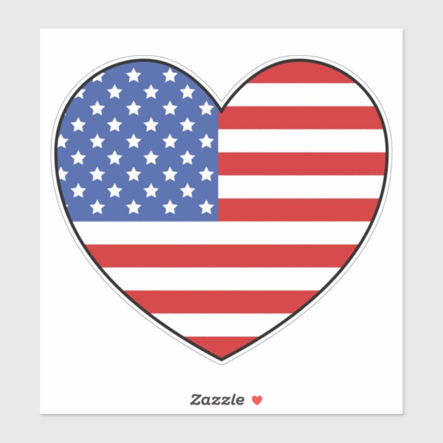American Flag Heart Shape Sticker (Sheet)