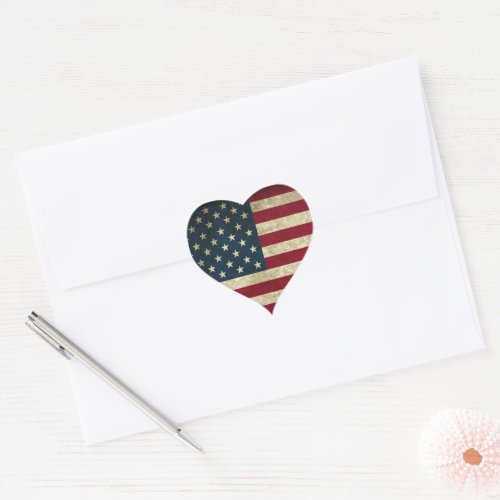 American Flag Heart Sticker