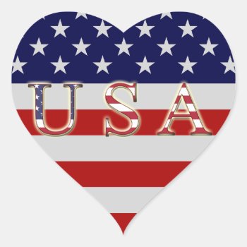 American Flag Heart Sticker by usadesignstore at Zazzle
