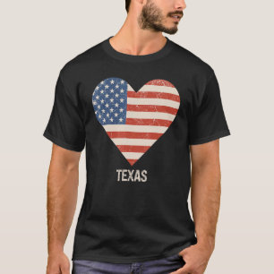 American Flag Heart Texas 4th Of July Patriotic Us T-Shirt