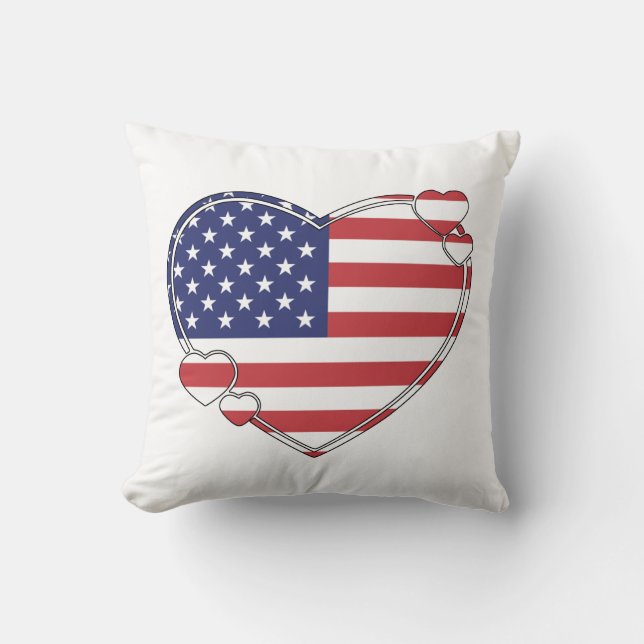 American Flag Heart Throw Pillow (Front)