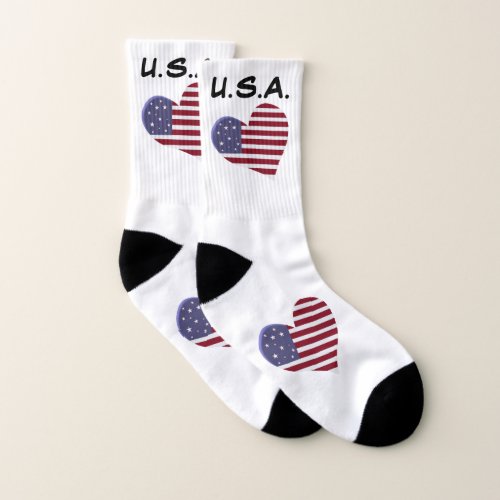 American Flag Heart USA Socks