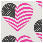 american flag heart usa pink fabric
