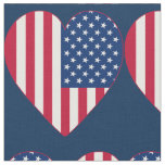 American Flag Hearts Fabric