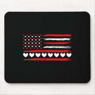 American Flag Hearts Love Patriotic Happy Valentin Mouse Pad