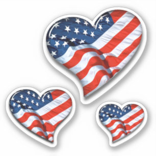 American Flag Hearts Sticker