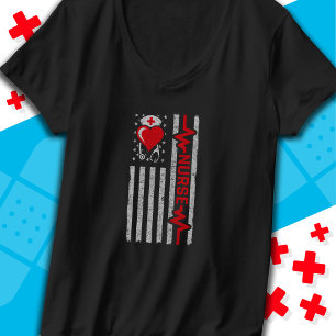 American Flag Hero Heart Life Nurse Appreciation T-Shirt
