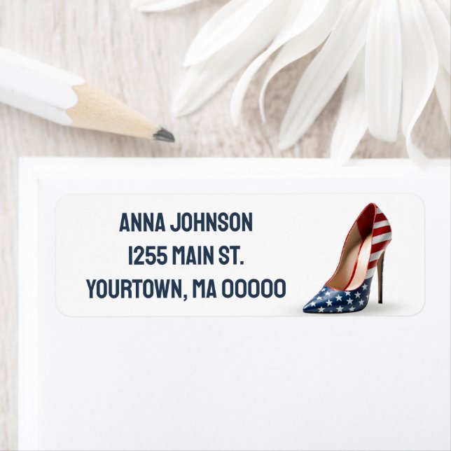 American Flag High Heel Shoe Label (Insitu)