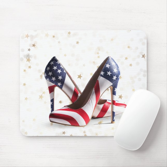 American Flag High Heel Shoes Mouse Pad (With Mouse)