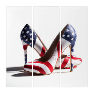 American Flag High Heel Shoes Triptych