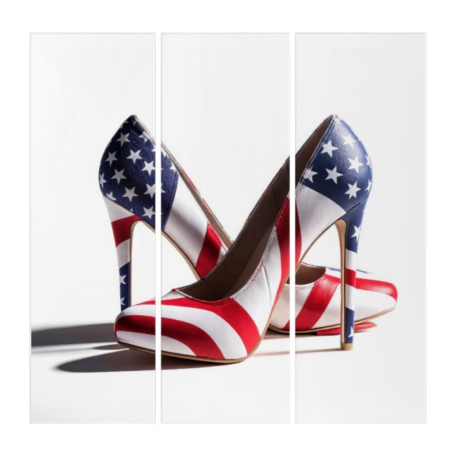 American Flag High Heel Shoes Triptych (Front)