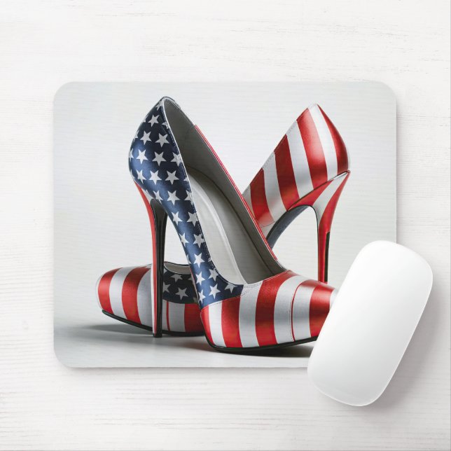 American Flag High Heels Mouse Pad (With Mouse)