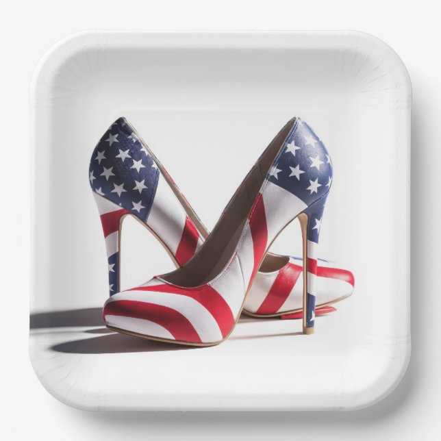American Flag High Heels Paper Plates (Front)