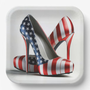 American Flag High Heels Paper Plates