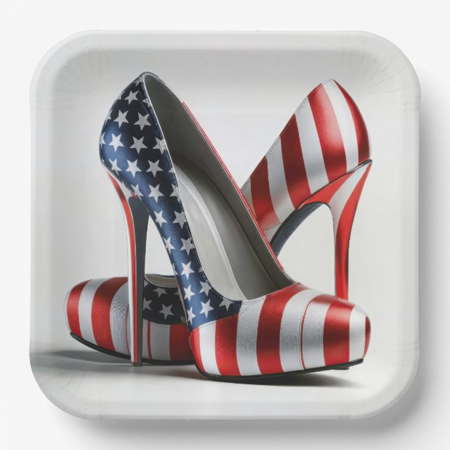 American Flag High Heels Paper Plates (Front)