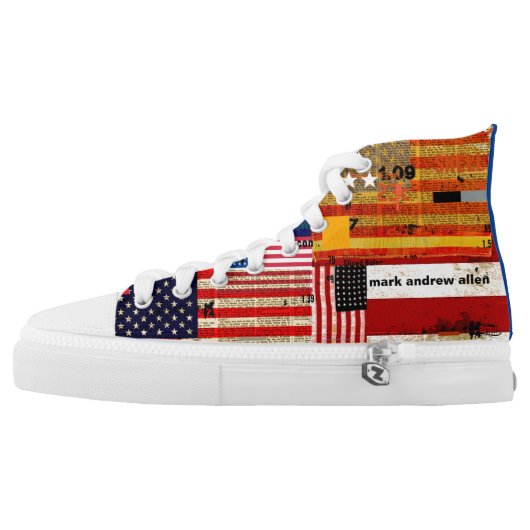 AMERICAN FLAG High Top Shoes (Left Shoe Outside)