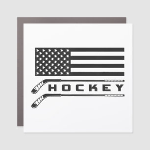 American Flag Hockey Apparel - Hockey Car Magnet