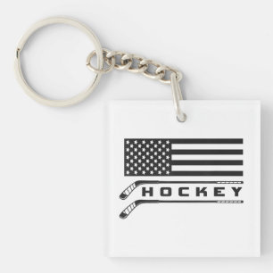 American Flag Hockey Apparel - Hockey Keychain