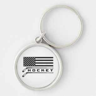 American Flag Hockey Apparel - Hockey Keychain
