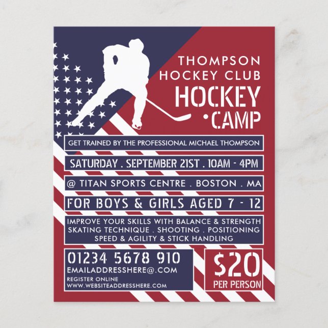American Flag, Hockey Camp Advertising Flyer (Front)