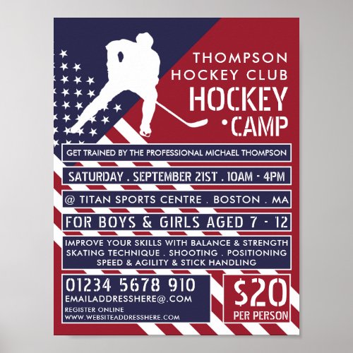 American Flag Hockey Camp Advertising Poster