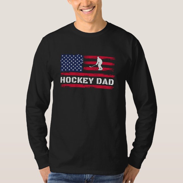 American Flag Hockey Dad Father's Day T-Shirt (Front)