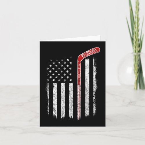 American Flag Hockey Flag  Card