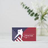 American Flag, Hockey Player, Hockey Coach Business Card (Standing Front)
