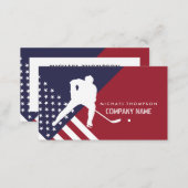 American Flag, Hockey Player, Hockey Coach Business Card (Front/Back)