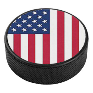 American flag hockey puck