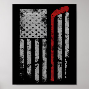 American Flag Hockey Team Gift Hockey Dad Mom T-sh Poster