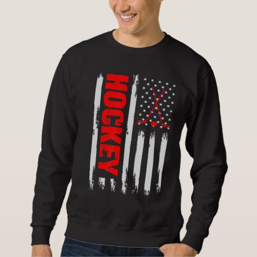 American Flag Hockey Usa Patriotic Sport Games Lov Sweatshirt
